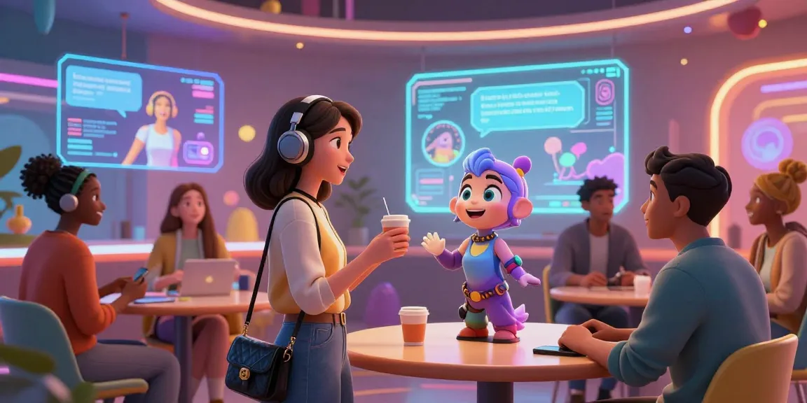 Interactive scene of users engaging with character AI NSFW avatars in a vibrant futuristic digital space